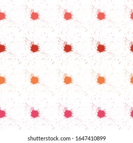 Modern brushes watercolor blots seamless pattern. Pink, orange and iron blots lines horizontal seamless texture for background. Hand submerged in paint stroking graffiti. For printing.