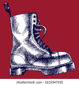 Modern brutal boot in casual style. Hand-drawn vector illustration for your fashionable realistic design.