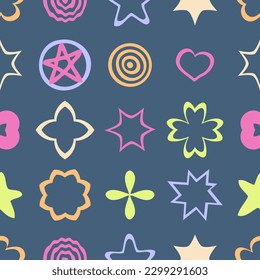 Modern brutalist shapes seamless pattern. Perfect abstract print for tee, textile and fabric. Geometric vector illustration for decor and design.

