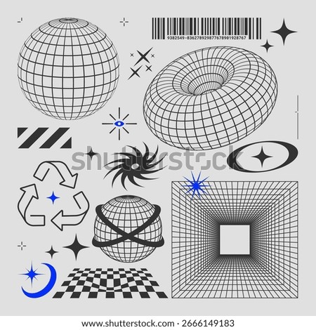 Modern Brutalist Utilirarian Elements Set