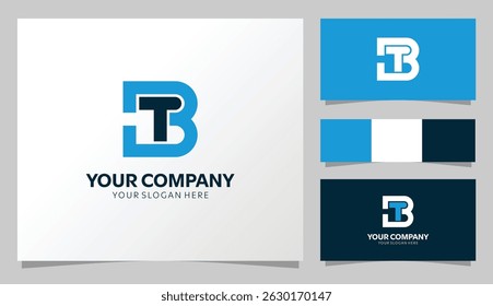 Modern "BT" Monogram Logo with Blue and Dark Color Concept