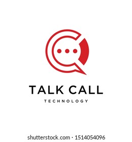 Modern bubble talk illustration made letter C that intersects the circle in front logo design