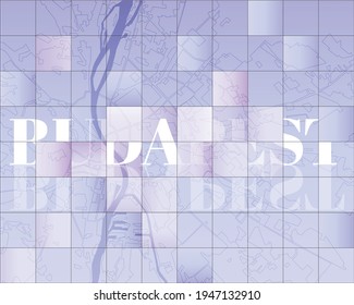 Modern Budapest map in modern mosaic tile background.