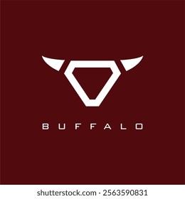 Modern Buffalo Logo: Minimalist Horned Icon in Bold Design