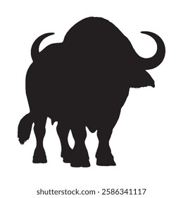 Modern Buffalo Silhouette with Smooth and Sharp Edges - Buffalo Vector - Buffalo Illustration
