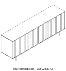 Moderno Buffet Gabinete Ilustração Vetorial em Line Art. Ideal para Decoração de Casa, Livros de Coloração e Conceitos de Design de Interiores