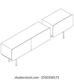 Moderno Buffet Gabinete Ilustração Vetorial em Line Art. Ideal para Decoração de Casa, Livros de Coloração e Conceitos de Design de Interiores