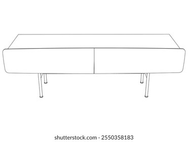 Moderno Buffet Gabinete Ilustração Vetorial em Line Art. Ideal para Decoração de Casa, Livros de Coloração e Conceitos de Design de Interiores