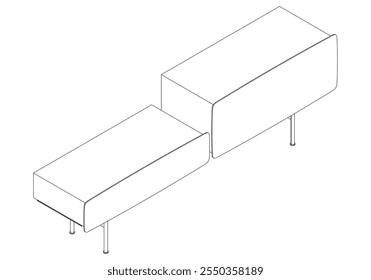 Moderno Buffet Gabinete Ilustração Vetorial em Line Art. Ideal para Decoração de Casa, Livros de Coloração e Conceitos de Design de Interiores