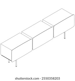 Moderno Buffet Gabinete Ilustração Vetorial em Line Art. Ideal para Decoração de Casa, Livros de Coloração e Conceitos de Design de Interiores