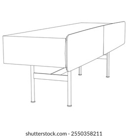 Moderno Buffet Gabinete Ilustração Vetorial em Line Art. Ideal para Decoração de Casa, Livros de Coloração e Conceitos de Design de Interiores