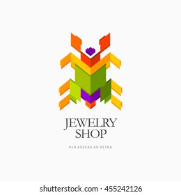 Modern bug shape colorful abstract vector logo or element design. Best for identity and logotypes.