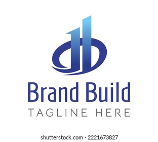Modern build logo design. Abstract logo with building icon graphic. Initial letter BH or HB in building shape. Suitable for Building, Architecture, Construction, Real Estate. Business, Branding logo.