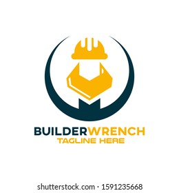 Modern builder wrench logo. Vector illustration.