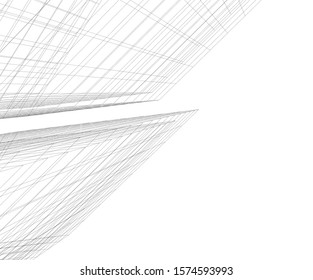 Modern building 3d. Architectural background. 
