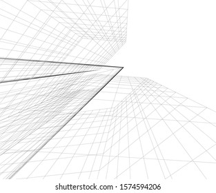 Modern building 3d. Architectural background. 