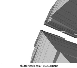 Modern building 3d. Architectural background. 