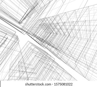 Modern building 3d. Architectural background. 