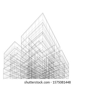 Modern building 3d. Architectural background. 