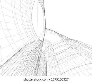 Modern building 3d. Architectural background. 