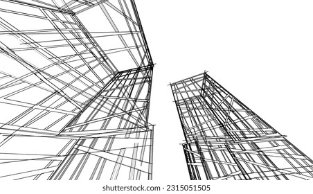 Modern building 3d. Architectural background