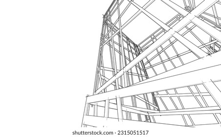 Modern building 3d. Architectural background