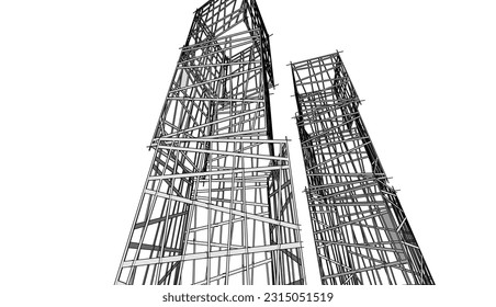 Modern building 3d. Architectural background