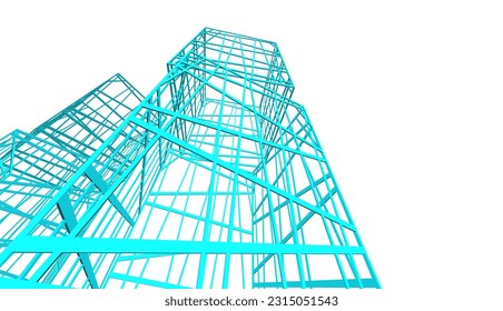 Modernes Gebäude 3d. Architektonischer Hintergrund