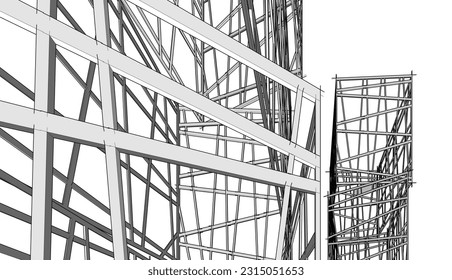 Modern building 3d. Architectural background