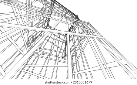 Modernes Gebäude 3d. Architektonischer Hintergrund