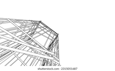 Modern building 3d. Architectural background