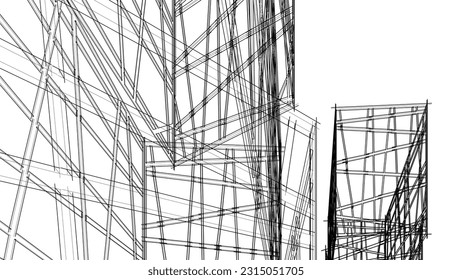 Modern building 3d. Architectural background