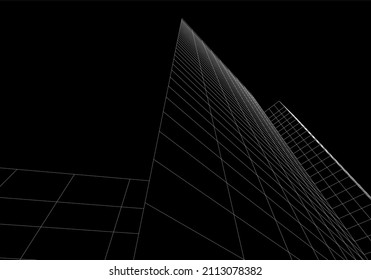 Modern building 3d vector drawing