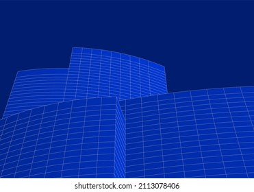 Modern building 3d vector drawing