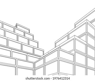 modern building 3d vector illustration