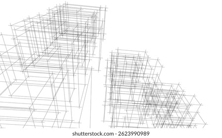Edifício moderno. Plano de fundo 3D arquitetônico