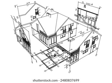 Dibujo 3d arquitectónico moderno del edificio