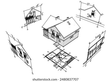 Dibujo 3d arquitectónico moderno del edificio