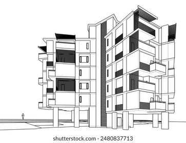 Moderne Gebäudearchitektur 3D Zeichnung