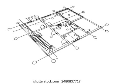 Moderne Gebäudearchitektur 3D Zeichnung