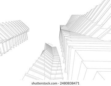 Modern building architectural 3d drawing