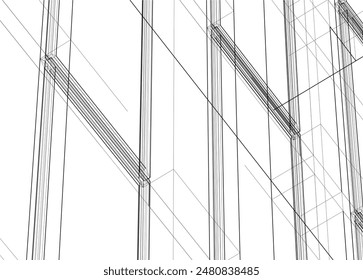 Modern building architectural 3d drawing