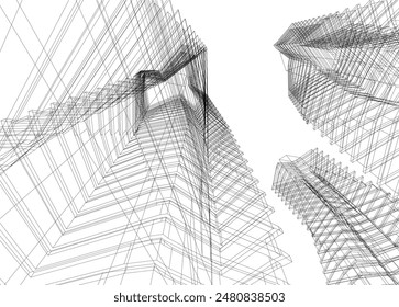 Moderne Gebäudearchitektur 3D Zeichnung