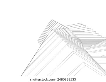 Modern building architectural 3d drawing