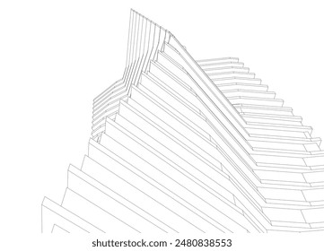 Dibujo 3d arquitectónico moderno del edificio