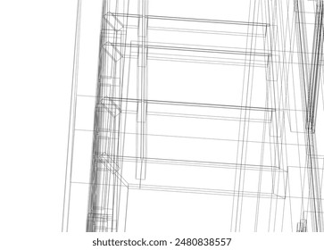 Modern building architectural 3d drawing