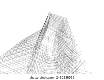 Dibujo 3d arquitectónico moderno del edificio