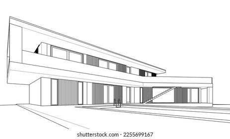 Arquitectura moderna 3d ilustración