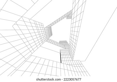 Modern building architectural 3d rendering