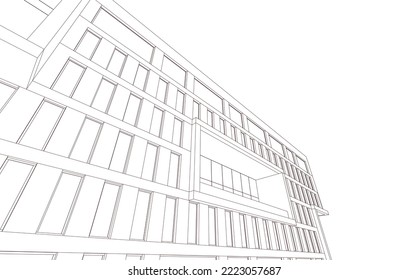 Modern building architectural 3d rendering